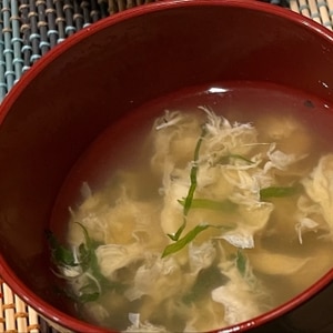 大葉と玉子の中華スープ